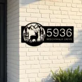 Custom Metal Deer forest scene wild life Metal Address Sign, House number, Outdoor Number Signage, Yard Sign Address Plate