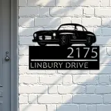 Custom Metal Classic car Metal Address Sign Custom House number Hanging Address Plaque Yard Sign Outdoor