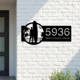 Custom Metal Longboard male Surfer Metal Address Sign, House number, Outdoor Number Signage, Yard Sign Address Plate