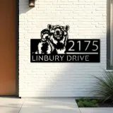 Custom Metal Grizzly Bear Metal Address Sign, House number, Outdoor Number Signage, Yard Sign Address Plate001