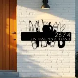 Custom Metal Teacher Back to school learning tools Metal Address Sign, House number, Outdoor Number Signage, Yard Sign Address Plate