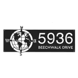Custom Metal Compass globe world map Metal Address Sign, House number, Outdoor Number Signage, Yard Sign Address Plate
