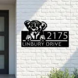 Custom Metal Peeking Koala Wild animal wildlife Metal Address Sign, House number, Outdoor Number Signage, Yard Sign Address Plate
