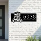 Custom Metal Scottish fold Cute peeking cat Metal Address Sign, House number, Outdoor Number Signage, Yard Sign Address Plate