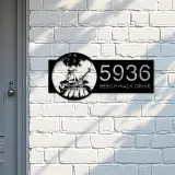 Custom Metal Mom and daughter go fishing Metal Address Sign Custom House number Hanging Address Plaque Yard Sign Outdoor