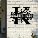 Custom Metal Floral Monogram Split Letter K Metal Address Sign House number Hanging Address Plaque Yard Sign Outdoor decor