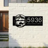 Custom Metal Fishing on Boat Metal Address Sign Custom House number Hanging Address Plaque Yard Sign Outdoor