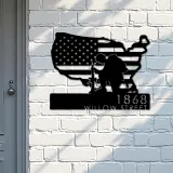 Custom Metal Soldier American Flag Patriotic Army Metal Address Sign, House number, Outdoor Number Signage, Yard Sign Address Plate
