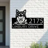 Custom Metal Alaskan Malamute dog cute puppy Metal Address Sign House number Hanging Address Plaque Yard Sign Outdoor decor