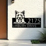 Custom Metal Shiba Inu Dog Cute puppy Metal Address Sign House number Hanging Address Plaque Yard Sign Outdoor decor