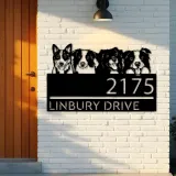 Custom Metal Dogs Cute puppy Metal Address Sign House number Hanging Address Plaque Yard Sign Outdoor decor