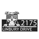 Custom Metal American Bully dog US flag glasses Metal Address Sign House number Hanging Address Plaque Yard Sign Outdoor decor