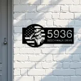 Custom Metal US Army Salute American Soldier US flag Metal Address Sign House number Hanging Address Plaque Yard Sign Outdoor
