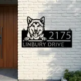 Custom Metal Husky dog Cute puppy Metal Address Sign House number Hanging Address Plaque Yard Sign Outdoor decor