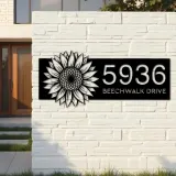 Custom Metal Sunflower Metal Address Sign, House number, Outdoor Number Signage, Yard Sign Address Plate