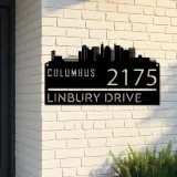 Custom Metal Columbus city skyline Metal Address Sign Hanging Address Plaque house number Yard Outdoor Sign