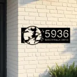 Custom Metal Witch and black cat flying halloween Metal Address Sign House number Hanging Address Plaque Yard Outdoor Sign