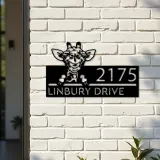 Custom Metal Peeking Giraffe Wild animal wildlife Metal Address Sign, House number, Outdoor Number Signage, Yard Sign Address Plate