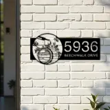 Custom Metal Wine barrel bottle grapes Metal Address Sign, House number, Outdoor Number Signage, Yard Sign Address Plate