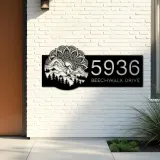 Custom Metal Mountain scene wild life Metal Address Sign, House number, Outdoor Number Signage, Yard Sign Address Plate