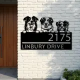 Custom Metal Australian shepherd dogs puppy Metal Address Sign House number Hanging Address Plaque Yard Sign Outdoor decor