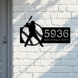 Custom Metal Baseball player Sport Metal Address Sign, House number, Outdoor Number Signage, Yard Sign Address Plate002