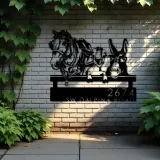 Custom Metal Horse Mule Goat farmhouse farm animals Metal Address Sign, House number, Outdoor Number Signage, Yard Sign Address Plate
