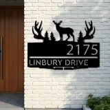 Custom Metal Deer hunting Metal Address Sign, House number, Outdoor Number Signage, Yard Sign Address Plate001