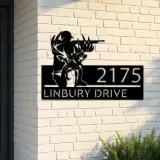 Custom Metal Deer hunter deer hunting Metal Address Sign, House number, Outdoor Number Signage, Yard Sign Address Plate