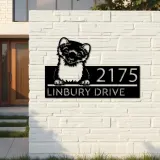 Custom Metal Peeking Ferret Wild animal wildlife Metal Address Sign, House number, Outdoor Number Signage, Yard Sign Address Plate