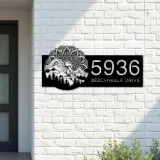 Custom Metal Mountain scene wild life Metal Address Sign, House number, Outdoor Number Signage, Yard Sign Address Plate