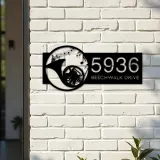Custom Metal French horn musical instrument Metal Address Sign Custom House number Hanging Address Plaque Yard Sign Outdoor