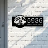 Custom Metal Mountain biker Bicycle rider MTB Metal Address Sign, House number, Outdoor Number Signage, Yard Sign Address Plate