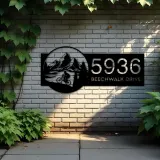 Custom Metal Mountain bike biker MTB Metal Address Sign, House number, Outdoor Number Signage, Yard Sign Address Plate