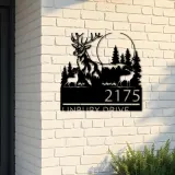 Custom Metal Elk deer wildlife scene Metal Address Sign, House number, Outdoor Number Signage, Yard Sign Address Plate