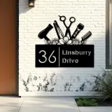 Custom Metal Hair Stylist Hair dresser salon Metal Address Sign, House number, Outdoor Number Signage, Yard Sign Address Plate