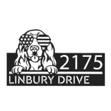 Custom Metal Cocker Spaniel dog US flag glasses Metal Address Sign House number Hanging Address Plaque Yard Sign Outdoor decor