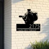 Custom Metal Man playing guitar guitarist Metal Address Sign, House number, Outdoor Number Signage, Yard Sign Address Plate