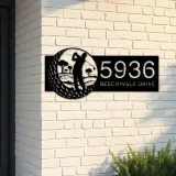 Custom Metal Golfer Golf Club Metal Address Sign, House number, Outdoor Number Signage, Yard Sign Address Plate
