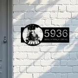 Custom Metal Father and daughter go fishing Metal Address Sign Custom House number Hanging Address Plaque Yard Sign Outdoor