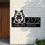 Custom Metal Keeshond dog Cute puppy Metal Address Sign House number Hanging Address Plaque Yard Sign Outdoor decor