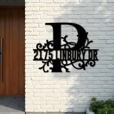 Custom Metal Floral Monogram Split Letter P Metal Address Sign House number Hanging Address Plaque Yard Sign Outdoor decor