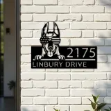 Custom Metal Doberman dog US flag glasses Metal Address Sign House number Hanging Address Plaque Yard Sign Outdoor decor