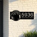 Custom Metal US soldier American Flag Veteran Metal Address Sign, House number, Outdoor Number Signage, Yard Sign Address Plate