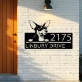 Custom Metal Toy Fox Terrier dog Puppy Metal Address Sign House number Hanging Address Plaque Yard Sign Outdoor decor