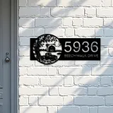 Custom Metal Old Pickup Truck with Farm Metal Address Sign, House number, Outdoor Number Signage, Yard Sign Address Plate