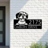 Custom Metal Cavachon dog Puppy Metal Address Sign House number Hanging Address Plaque Yard Sign Outdoor decor