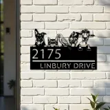 Custom Metal German shepherd cat parrot chicken and goat Metal Address Sign, House number, Outdoor Number Signage, Yard Sign Address Plate