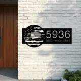 Custom Metal Collage harvester US flag Farmer Metal Address Sign Custom House number Hanging Address Plaque Yard Sign Outdoor