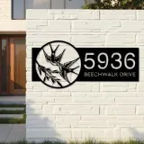 Custom Metal Swallows Metal Address Sign, House number, Outdoor Number Signage, Yard Sign Address Plate
